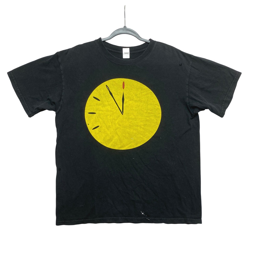 Watchmen T-Shirt Mens L Black Doomsday Clock Graphic Distressed Tee
